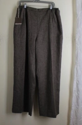 Calça de lã nova com etiquetas Eskandar tamanho 3 marrom branca tweed forrada de seda reta - Imagem 1 de 4