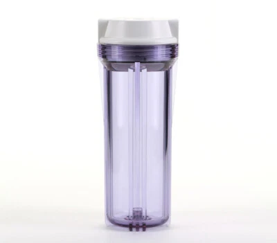 Hydronix 10" Clear Housing w/ White Flat Cap, RO & Filtration Systems 1/4" Ports - Image 1 of 3