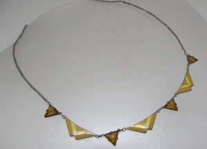 Collar Art Deco esmalte cadena amarillo ocre ámbar triángulos _ años 30-40 - Imagen 1 de 9