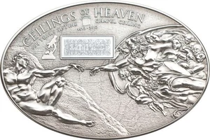 NANO SISTINE CHAPEL Ceilings of Heaven Silver Coin 5$ Cook Islands 2012 - Picture 1 of 8
