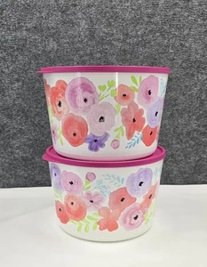 Set of 2 Tupperware XL Bowls 6.6L or 28 Cups White Art of Spring Collection - Picture 1 of 11