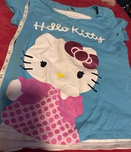 Hello Kitty Girls Graphic T-Shirt Blue Short Sleeve Size Xl - Picture 1 of 5