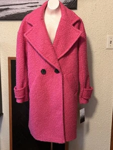 💙 NWT Kensie Women's Long Coat Size S Color Hot Pink  Or Fuchsia - Picture 1 of 13