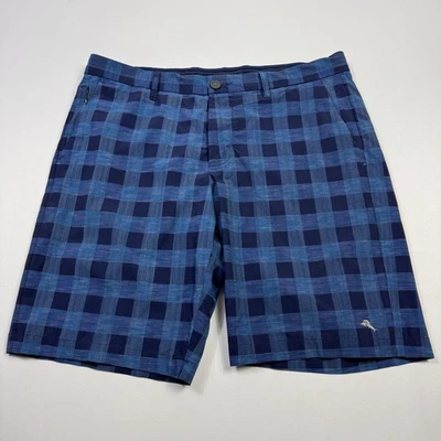 Tommy Bahama Pantalones Cortos Para Hombres 34 Azul A Cuadros Nylon Elastizado Golf Informal Chino Caminar Foto 1 de 4