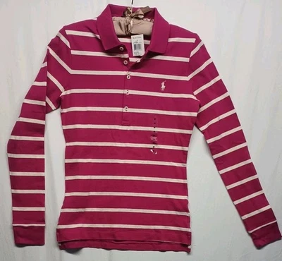 Polo Ralph Lauren Niñas Manga Larga Camisa Ajustada Rosa Talla Med 10 Nueva Herencia Foto 1 de 4