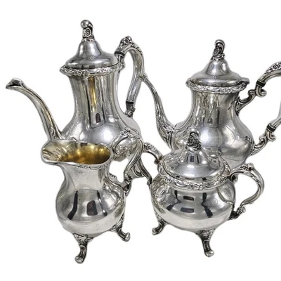 Juego de cafetera de té Reed & Barton Tara Hall 1111 plateado crema azucarero Foto 1 de 4