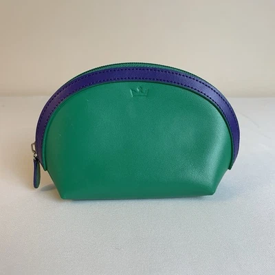 Bolsa de cuero Baekgaard con cremallera verde púrpura adornos cosméticos de viaje artículos de tocador Foto 1 de 4