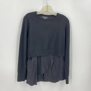 Club Monaco Layered Claribel Sweater Black Wool Floral Fabric Womens M - Picture 1 of 6