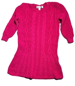 Bebe By Minihaha Knit Dress Size 1 Hot Pink Cable knit Baby Girl Jumper Dress - Picture 1 of 4
