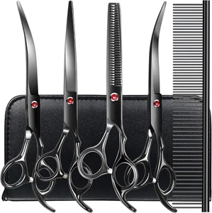 Professional Dog Grooming Scissors Kit Black 6 in 1, Dog Shears for Grooming 6CR - Picture 1 of 12
