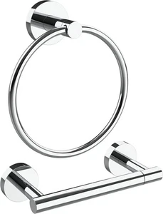 WZRUA Set Porta Rotolo WC e Anello Asciugamani da Parete, Acciaio Inox Cromato - Foto 1 di 6