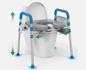 LOYODA Raised Adjustable Padded Toilet Seat w/Handles For Seniors, Disabled NIB - Picture 1 of 6