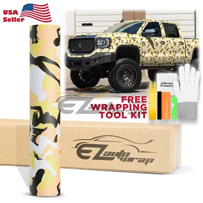 Camuflaje Camuflaje Mañana Madera Amarillo Coche Vinilo Envoltura Calcomanía Hoja Película Hágalo Usted Mismo Foto 1 de 4