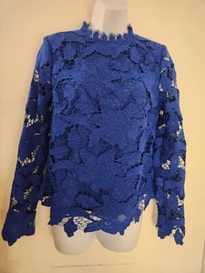 Shein Damen Bluse Spitzenärmel blau langarm Gr. S (4) - Bild 1 von 8
