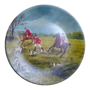 Plato de caza de zorro escena caballos vintage 14 pulgadas vintage pintado a mano - Imagen 1 de 17