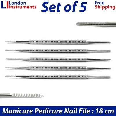 BEADEN® INSTRUMENTS/MEDSPO Chiropodi Podologia Unghie Incarnite Neri Lima Doppia Estremità Lato Bordi 18 cm CE