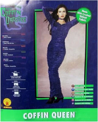 Coffin Queen Gothic Vampire Fancy Dress Up Halloween Adult Costume 4 COLORS - Image 1 of 2