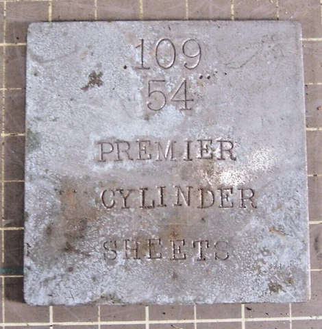 Vintage Small Steel Premier Cylinder Sheets Plaque Sign Label 109 54  (D) Cover