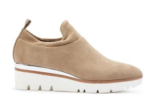 DKNY Alisha Suede Wedge Sneakers warm Taupe vegan bootie minimalist - Picture 1 of 5