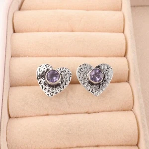 Iolite Gemstone Art Deco Drop Dangle Boho Daughter Earrings Jewelry 925 Silver - Picture 1 of 6