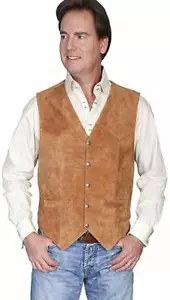Scully Mens LARGE Calfskin Suede Snap Front Vest - Rust Color - Snap Front - Picture 1 of 10