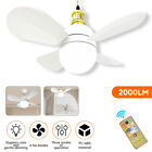 Led Ceiling Fan with 3 Colors Light Bedroom Living Room Fan Lamp E27 with Remote