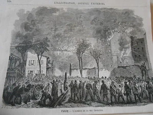 Gravure 1874 - Paris l'incendie de la Rue Crozatier - Foto 1 di 1