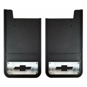 NUEVOS protectores de barro Chevy Chevrolet con logotipo negro tamaño universal plástico color - 2 piezas - Imagen 1 de 1