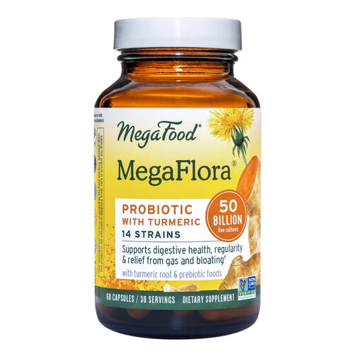 MegaFlora Probiótico con Cúrcuma 60 Cápsulas de MegaFood Foto 1 de 1