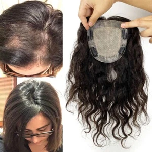 Pieza de cabello base para mujer de 5""x5"" con 2 cm de PU - Imagen 1 de 11