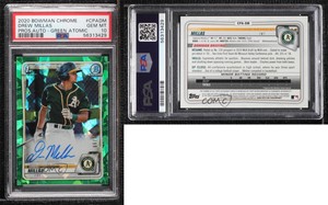 2020 Bowman Chrome Prospect Green Atomic Refractor /99 Drew Millas PSA 10 Auto