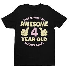 Girls 4th Birthday T Shirt This Is What An  Awesome 4 Year Old Looks Like Gift