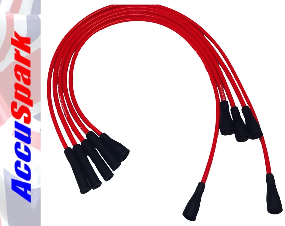 AccuSpark Red 8mm High Performance Silicon HT Leads for Ford Pinto Engines X1