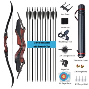 58" ILF Recurve Bow 15" Bow Riser 20-50lb Bow&Arrow Set Hunting Target Practice - Picture 1 of 13