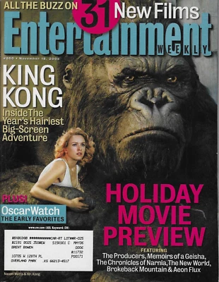 Entertainment Weekly Magazine Nov 18, 2005 King Kong Naomi Watts Aeon Flux - Image 1 of 2