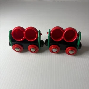 2 Brio Treno Ferroviario in Legno #33621 Treno a Ribalta in Cemento Vintage - Foto 1 di 6