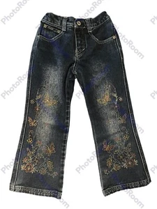 Adorable ~REVOLT ~Toddler Girls sz5 Emballished Flare Jeans Blue , Cotton,  EUC - Picture 1 of 8