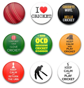 25mm 1"  BUTTON BADGES CRICKET  X9 - Bild 1 von 1