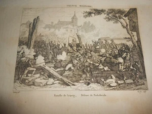 1836 STEEL ENGRAVING BATTLE LEIPZIG 1813 DEFENCE OF PROBSTHEIDA NAPOLEONIC WAR - Picture 1 of 4