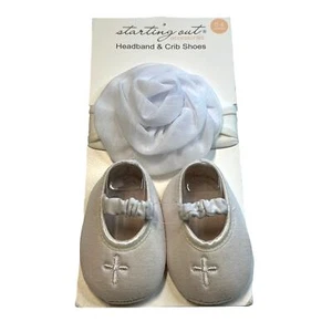 Starting Out White Headband & Crib Shoes Set, 0-6MO, NWT!! - Picture 1 of 3