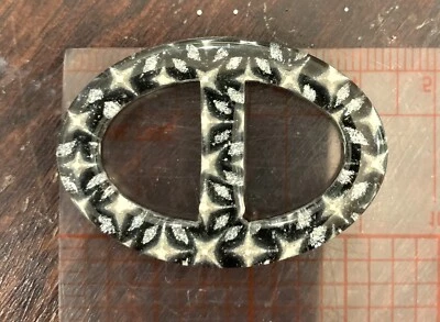 1 pieza hebilla de cinturón redonda de resina brillante negra y plateada de 20 mm Foto 1 de 4