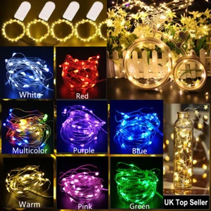 LED Akku Micro Reis Silberdraht Fee Schnur Lichter Hochzeit Geburtstag Party UK - Bild 1 von 21