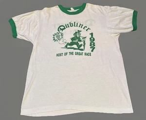 Camiseta De Colección Dubliner Road Race 1987 Boston Lowell Mass Blanca Verde Timbre - Imagen 1 de 6