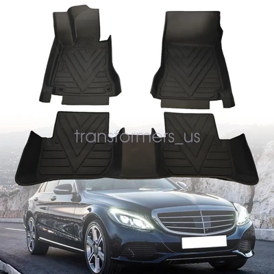 TPE Front & 2nd Floor Mats Liners Fits 2007-2014 Mercedes-Benz C Class W204 S204 - Image 1 of 4