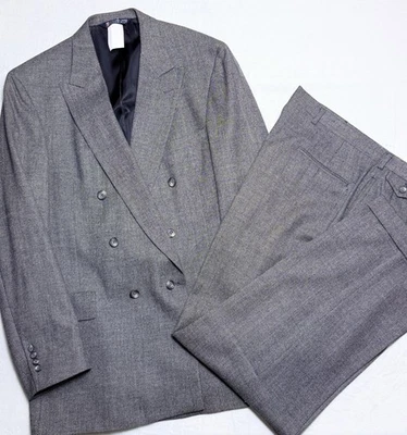 Traje De Lana De Colección Austin Reed Doble Pecho Para Hombres 44 Gris Texturizado Franela EE. UU.? Foto 1 de 4