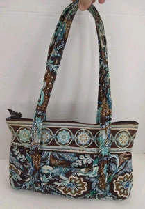 Vera Bradley Java Blue Turquoise & Brown Tote Shoulder Bag Purse  - Picture 1 of 24