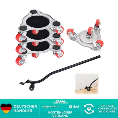 Möbel Transportrollen Set 4 Stück 360 Grad Drehbar mit Bremse - Bild 1 von 2
