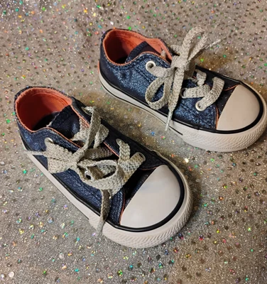 Converse All Star Bebé Niña Brillo Talla 5 Color Azul y Blanco Foto 1 de 4