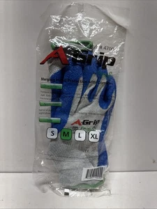 A-Grip Moving Grip Work Gloves Style #4700 Size Medium Textured Latex Palm - Picture 1 of 2
