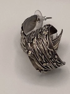 Sterling Silver Brutalist Post Back Hoop Earrings Zoe - Picture 1 of 10